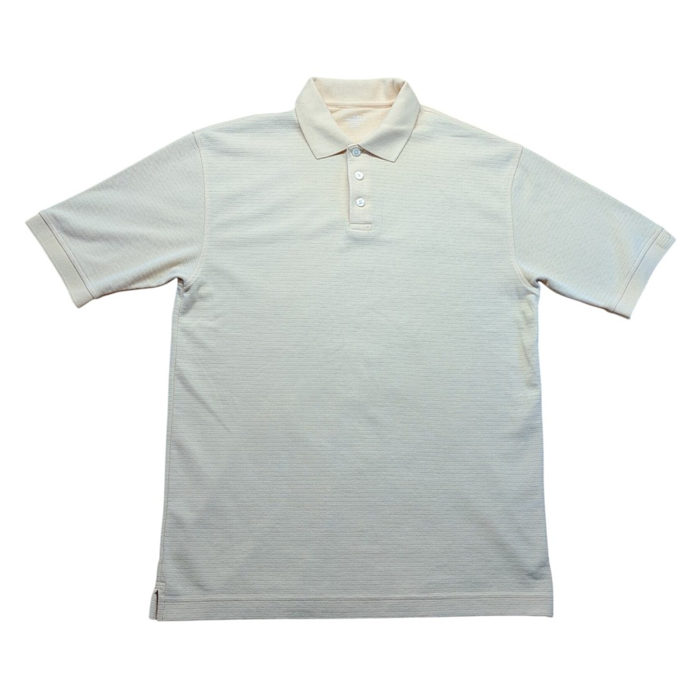 Dockers GolfPolo Shirt Men Size M Yellow Good Textured Short Sleeve Cotton Blend